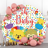 Oh Baby Tiere Bunt Punkte Baby Dusche Runden Hintergründe